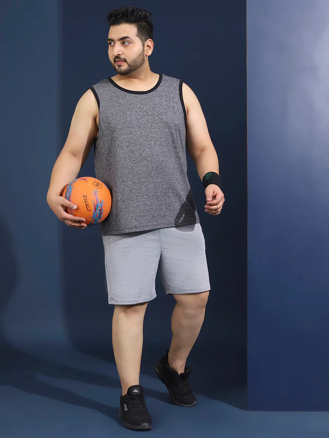 Men Plus Size Boult Grey Solid Vest - bigbanana