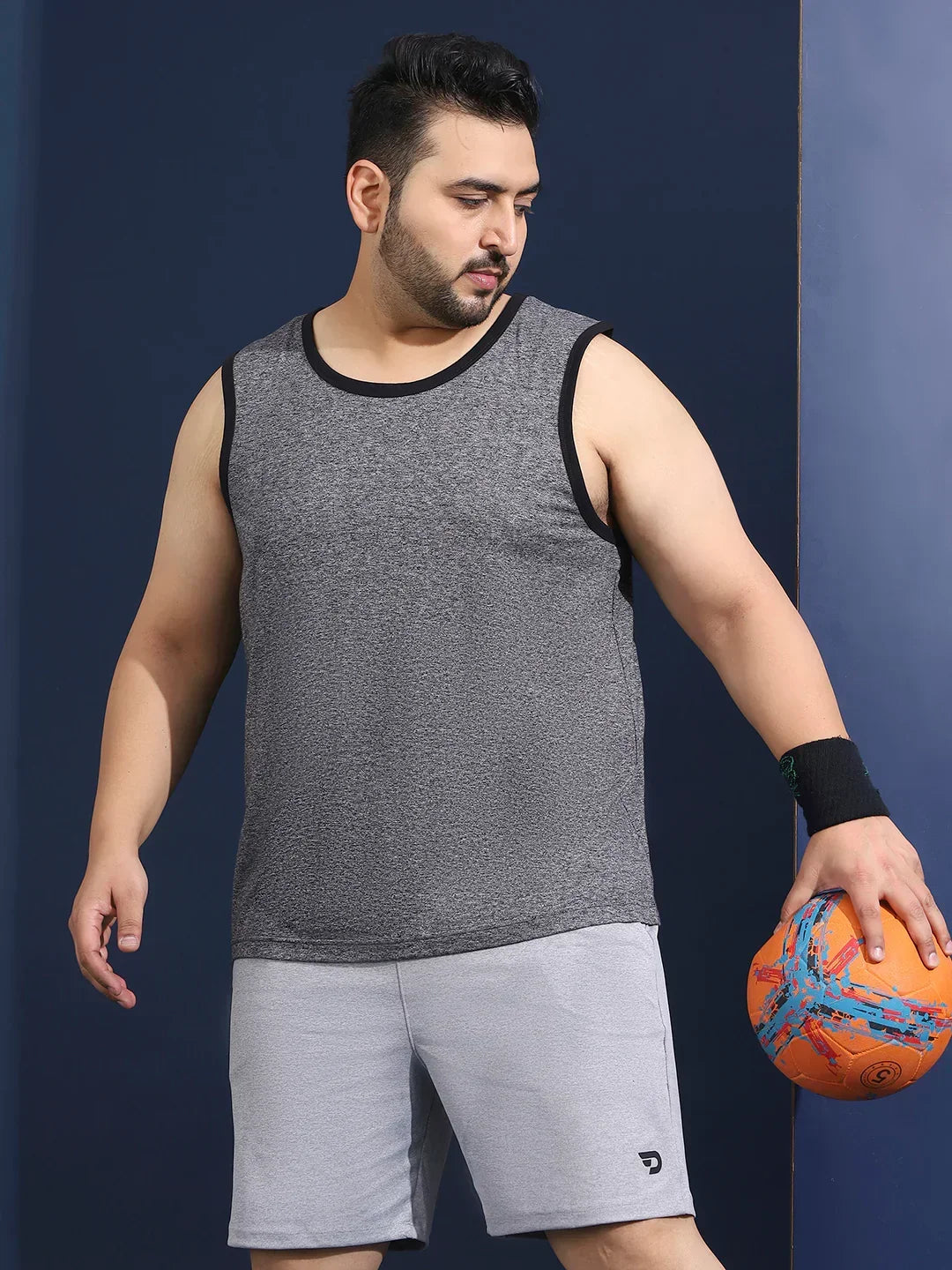 Men Plus Size Boult Grey Solid Vest - bigbanana