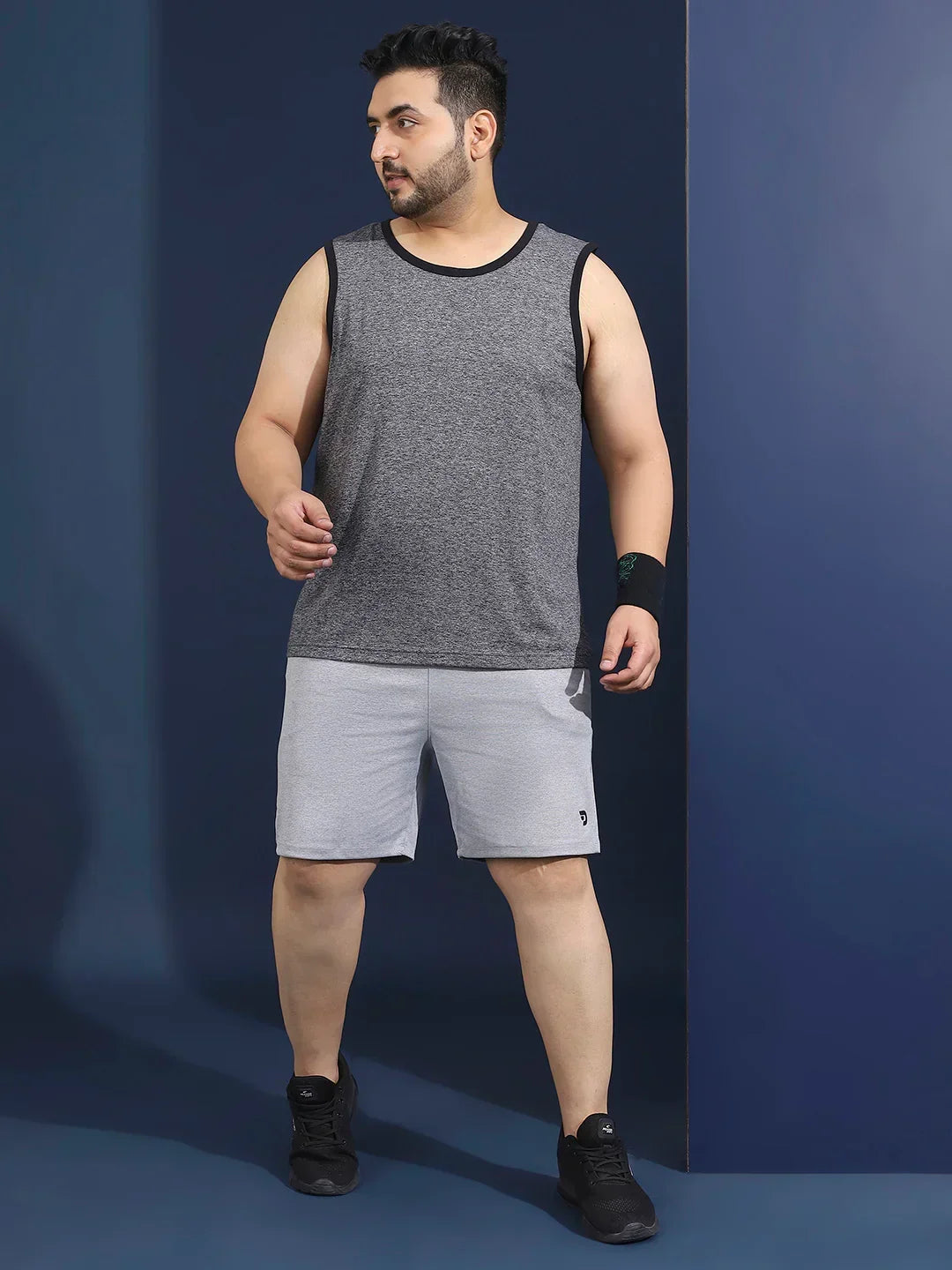 Men Plus Size Boult Grey Solid Vest - bigbanana