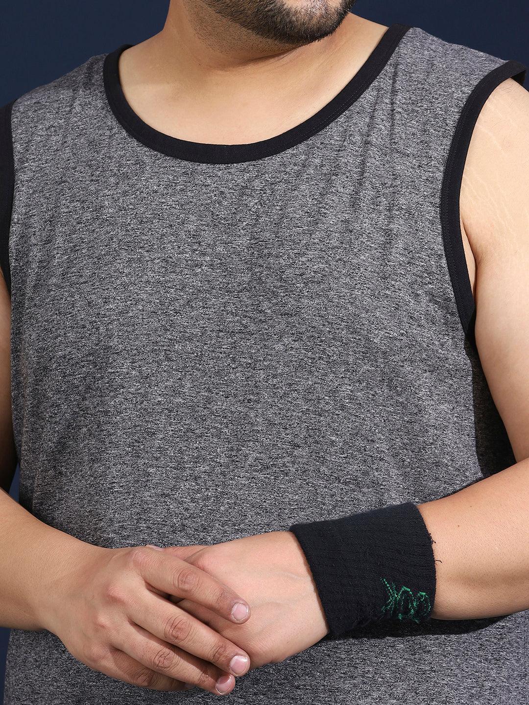 Men Plus Size Boult Grey Solid Vest - bigbanana