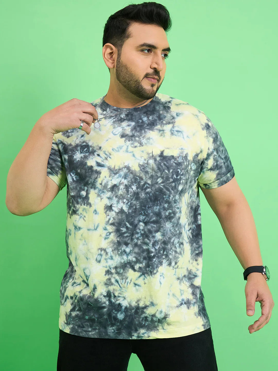 Men Plus Size Brabble Multicolor Printed Round Neck Tshirt - bigbanana