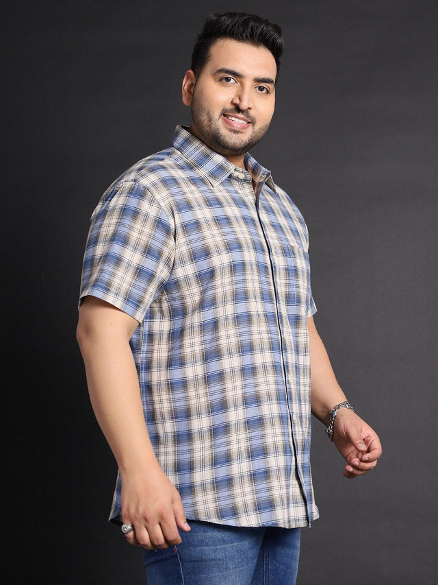 Men Plus Size Brick Checked Shirt - bigbanana
