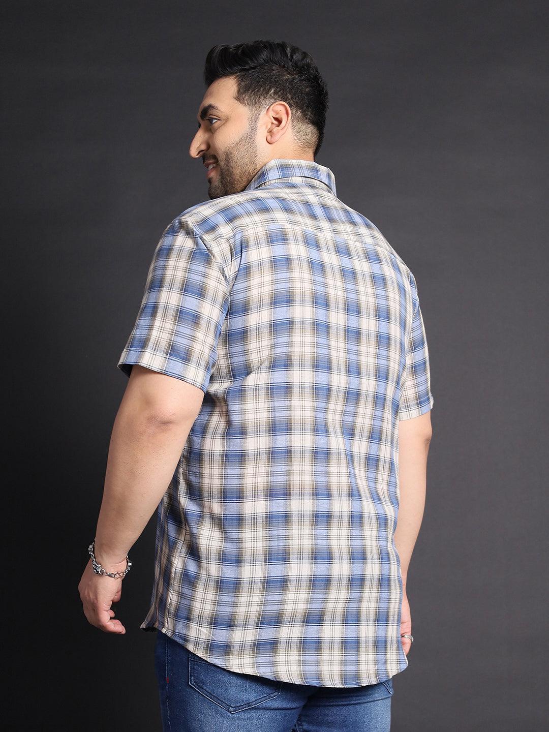 Men Plus Size Brick Checked Shirt - bigbanana