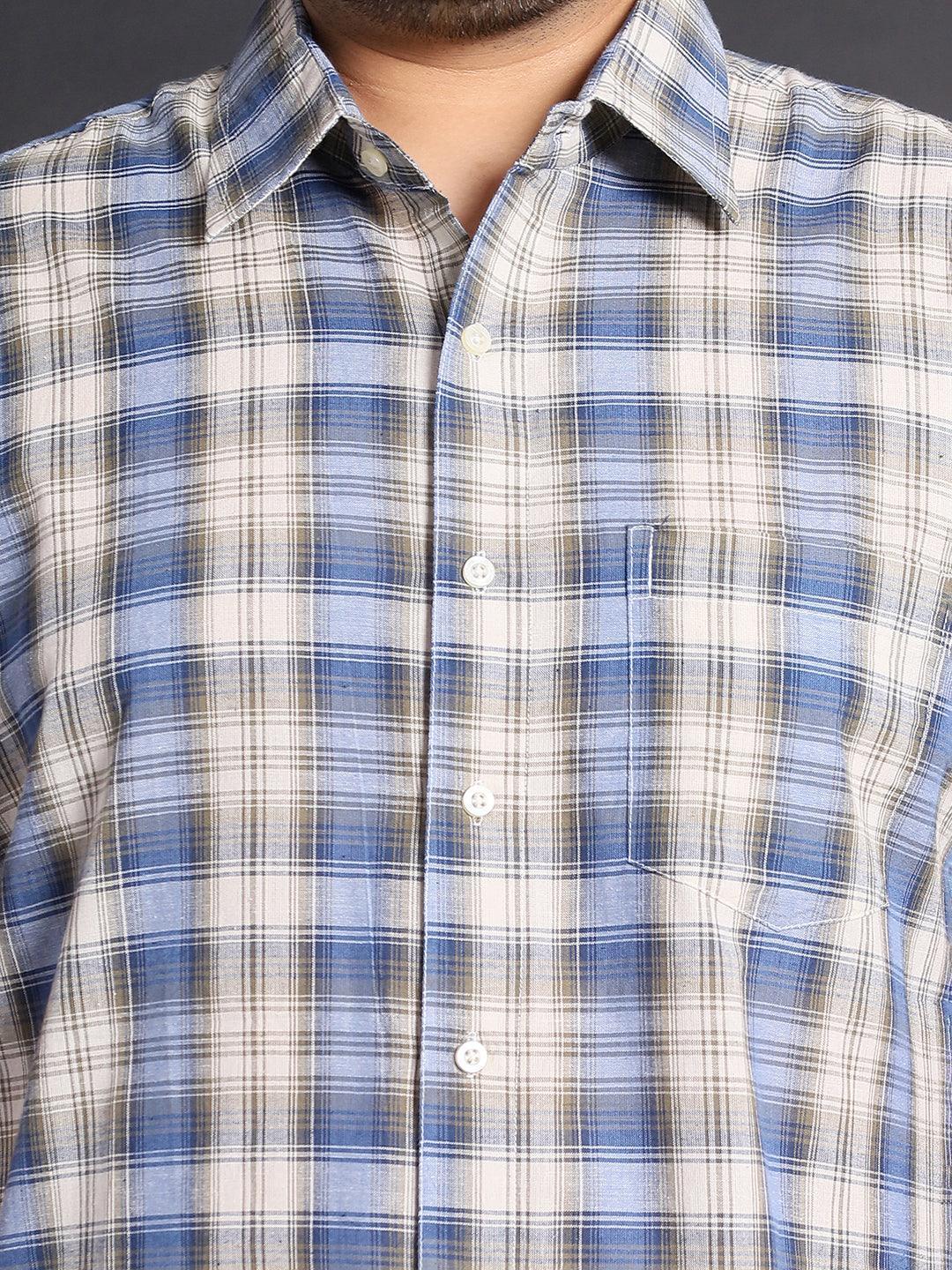 Men Plus Size Brick Checked Shirt - bigbanana