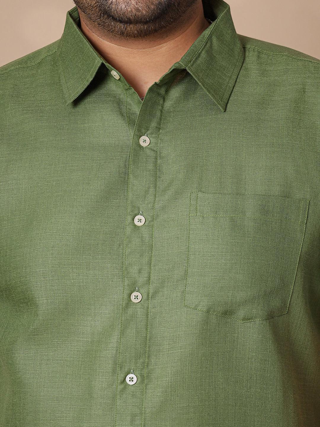 Men Plus Size Britain-Green Solid Shirt - bigbanana
