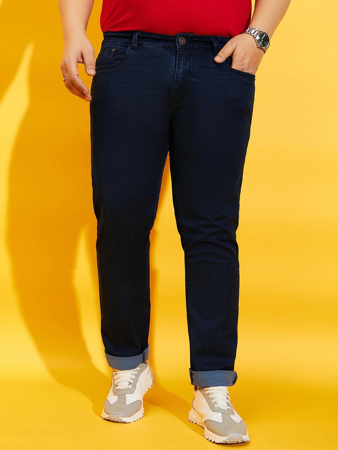 Men Plus Size Bromate Tinted Washed Jeans - bigbanana