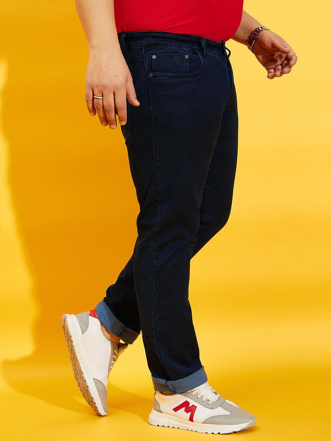 Men Plus Size Bromate Tinted Washed Jeans - bigbanana