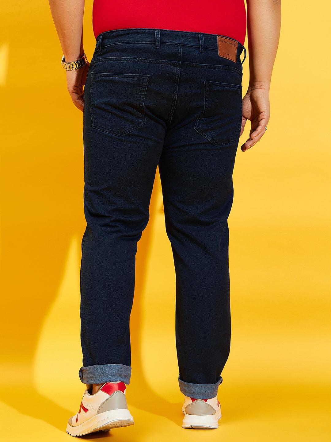 Men Plus Size Bromate Tinted Washed Jeans - bigbanana