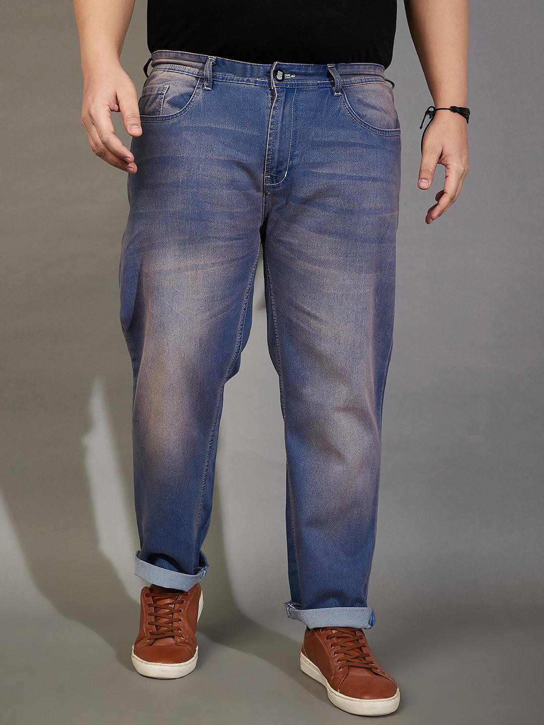 Men Plus Size Brunon Washed Jeans - bigbanana