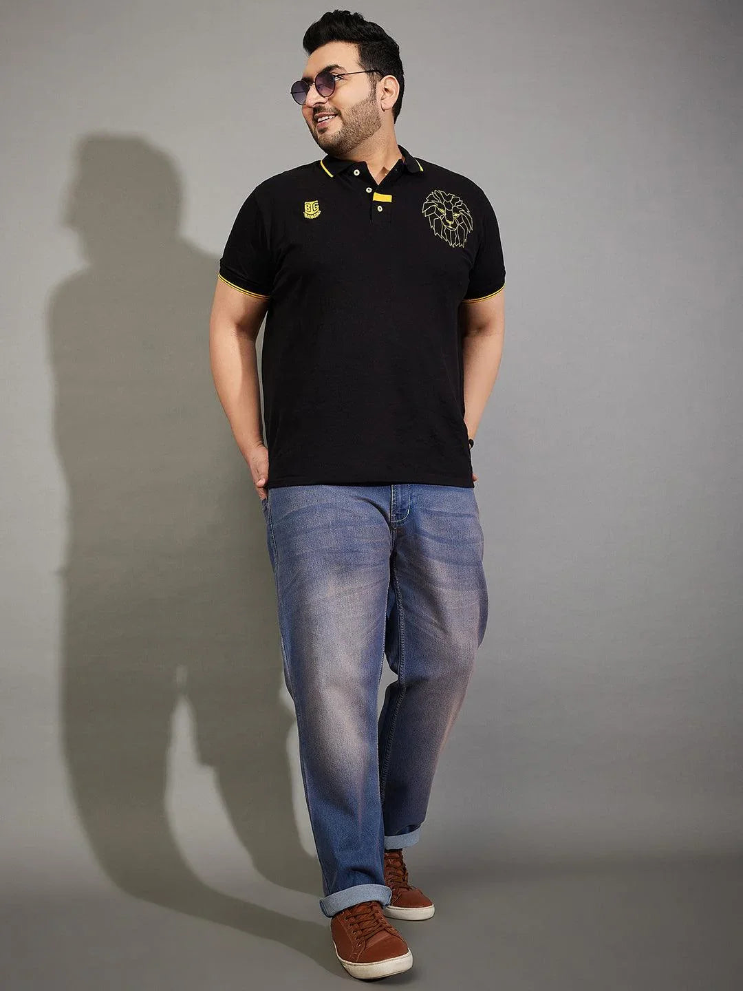 Men Plus Size Brunon Washed Jeans - bigbanana