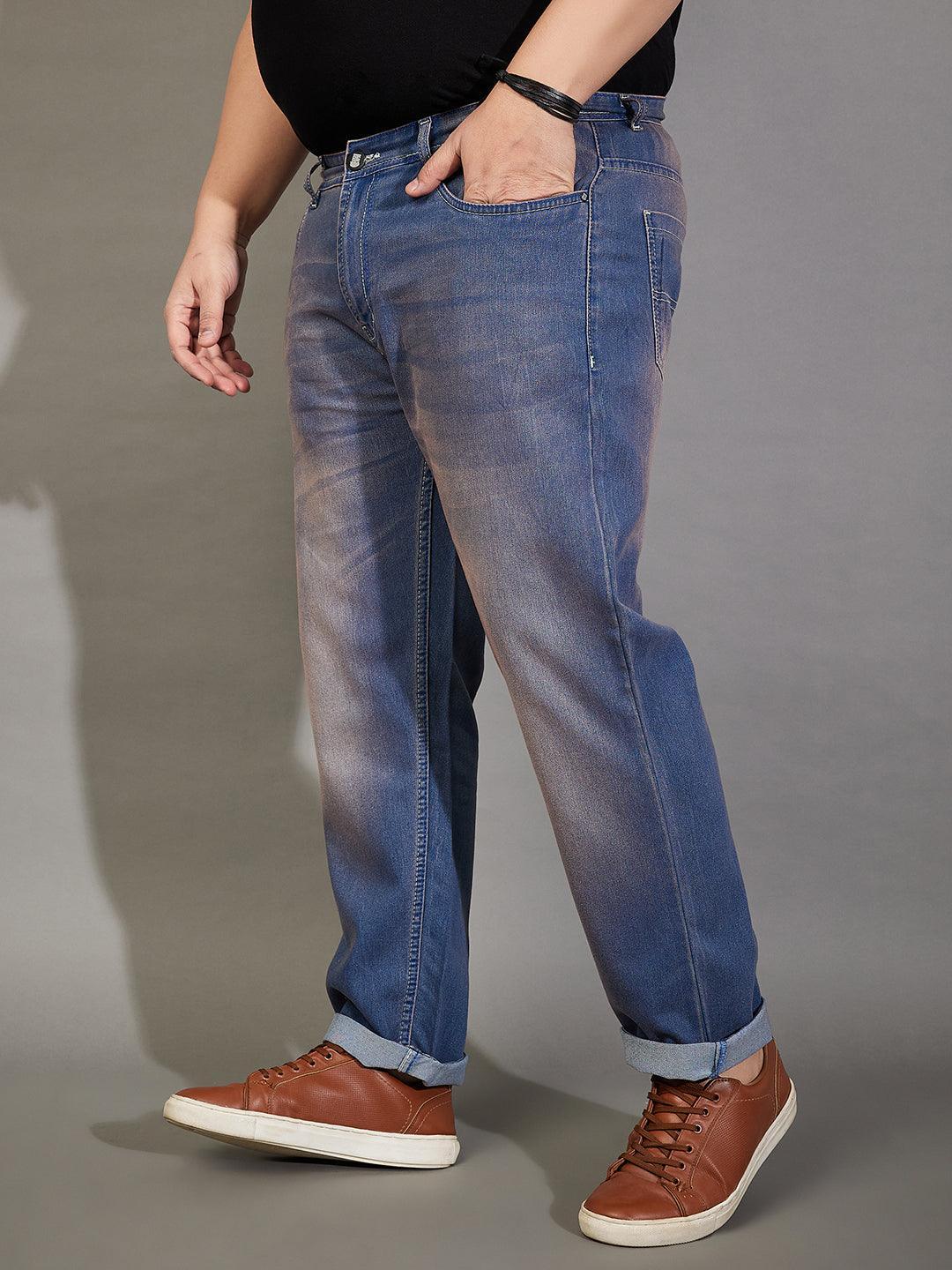 Men Plus Size Brunon Washed Jeans - bigbanana