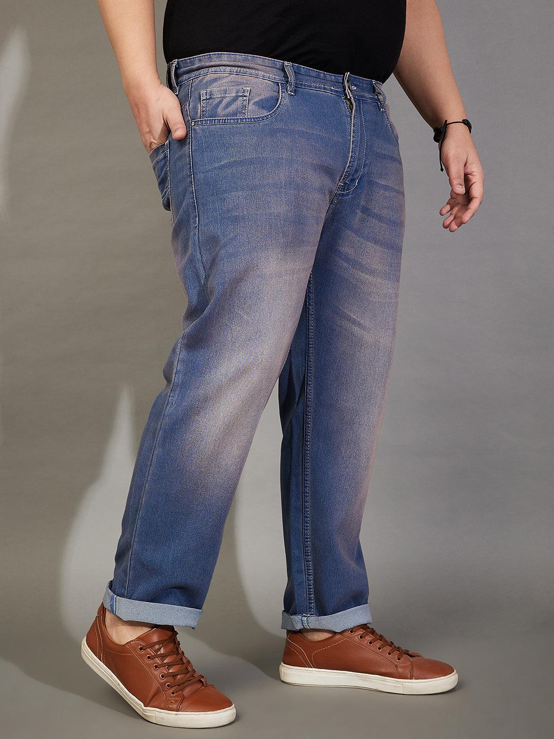 Men Plus Size Brunon Washed Jeans - bigbanana