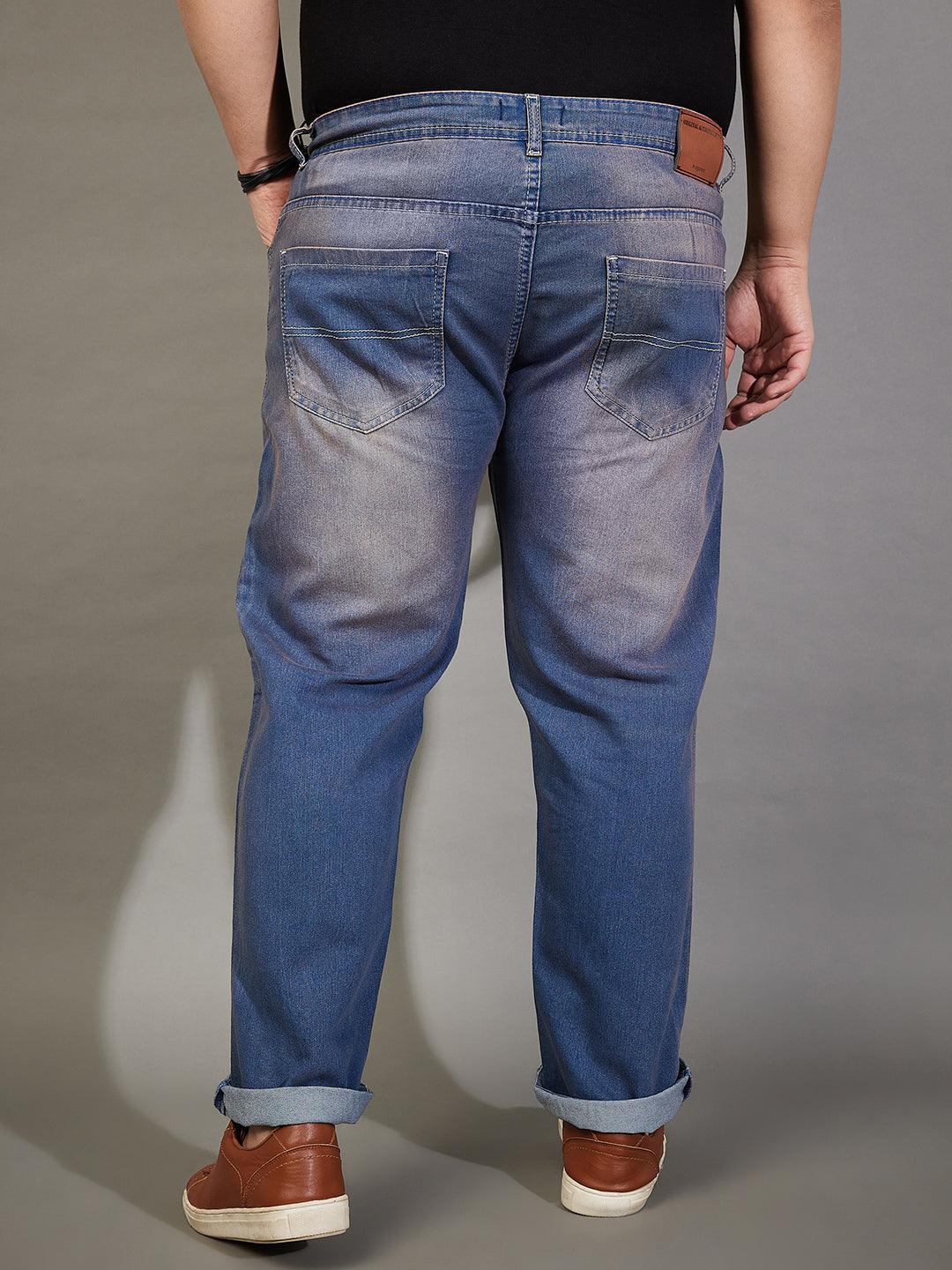 Men Plus Size Brunon Washed Jeans - bigbanana