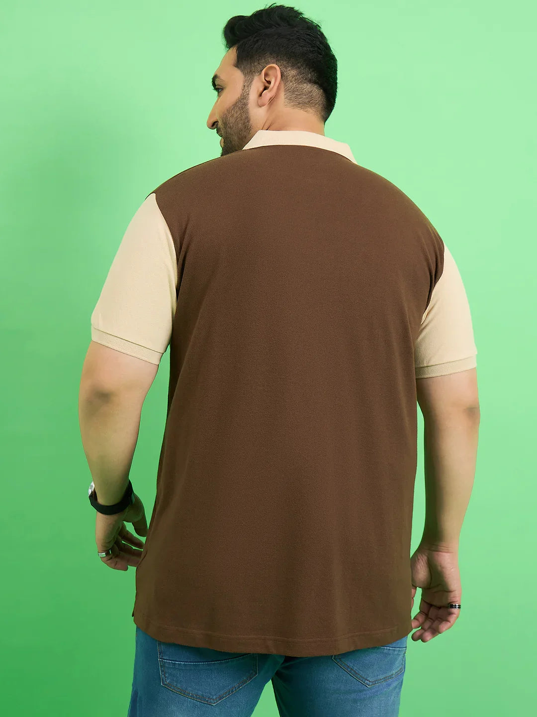 Men Plus Size Brusque Brown Solid Polo Tshirt - bigbanana
