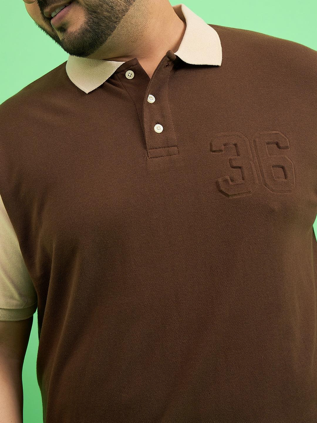 Men Plus Size Brusque Brown Solid Polo Tshirt - bigbanana