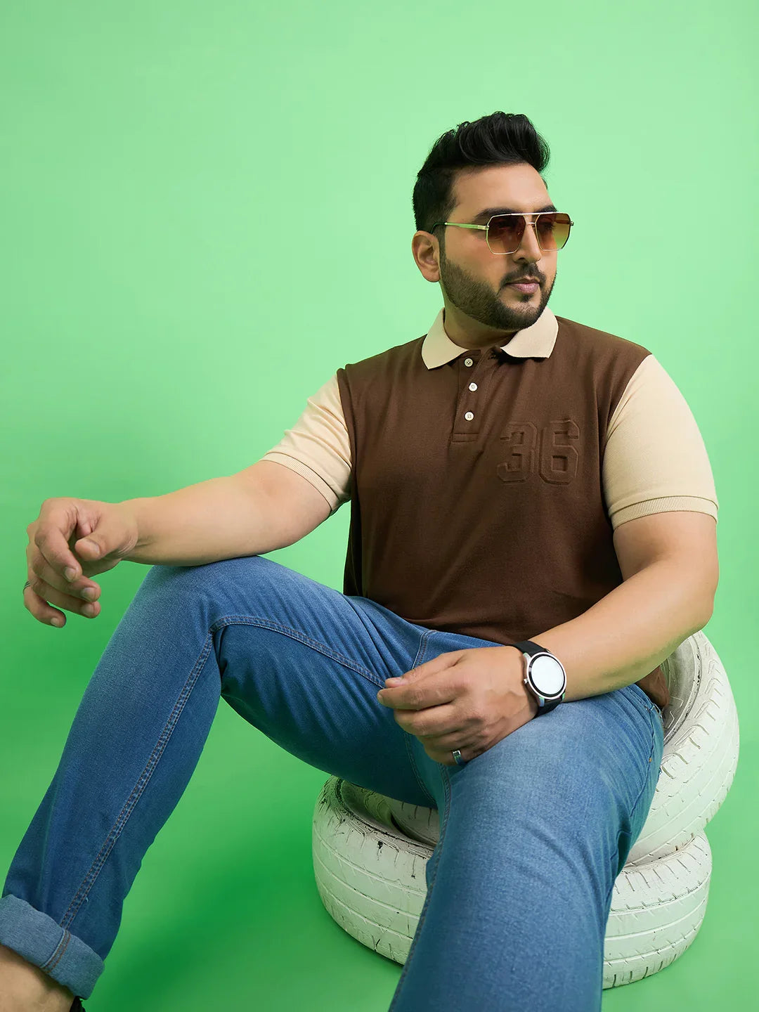 Men Plus Size Brusque Brown Solid Polo Tshirt - bigbanana