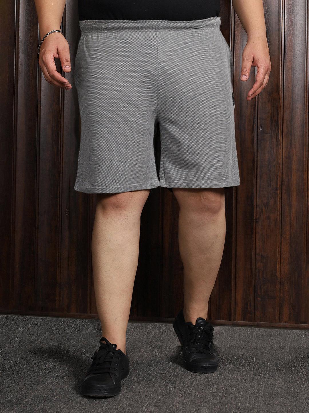 Men Plus Size Eli Self Design Shorts - bigbanana