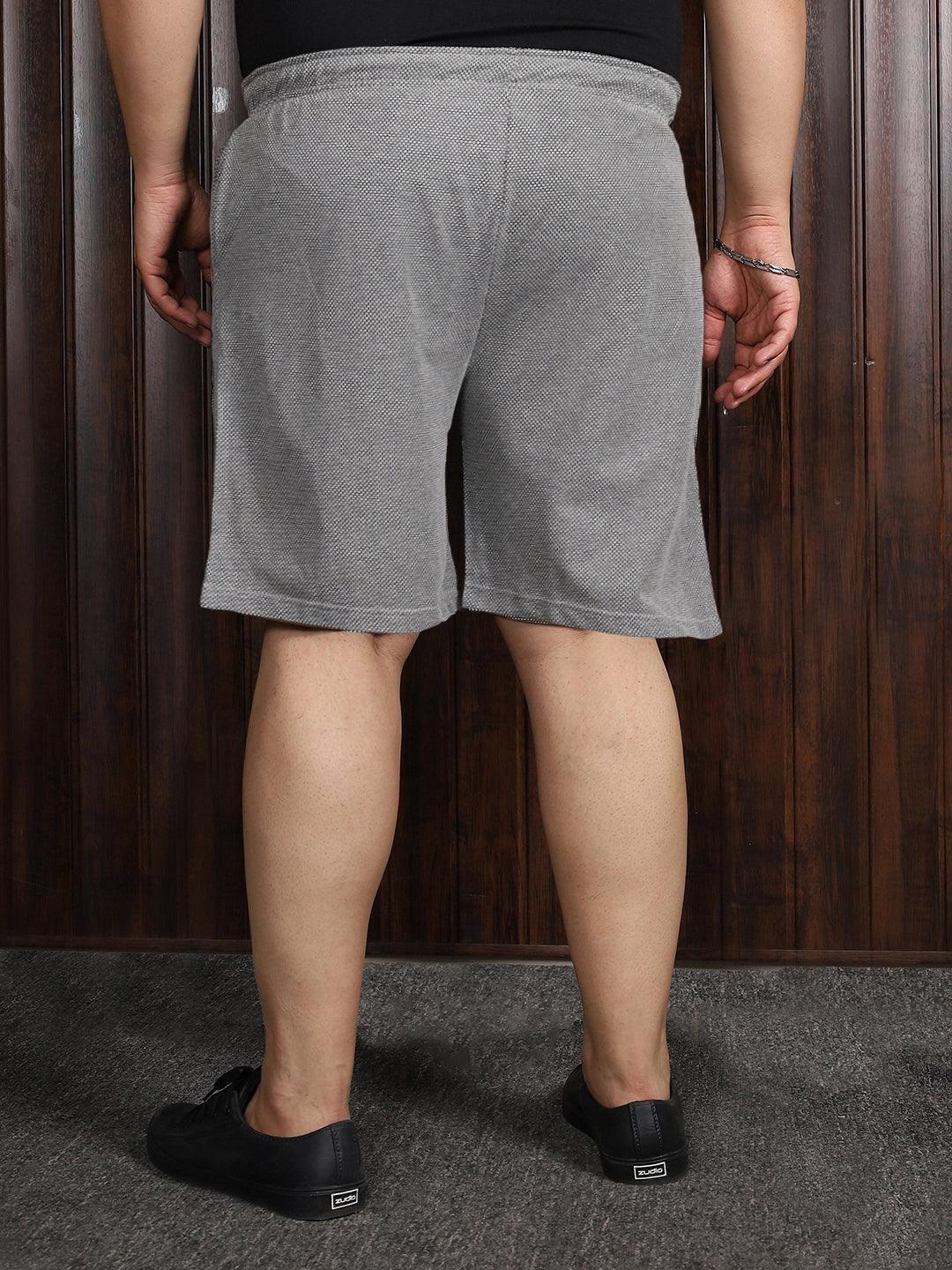 Men Plus Size Eli Self Design Shorts - bigbanana