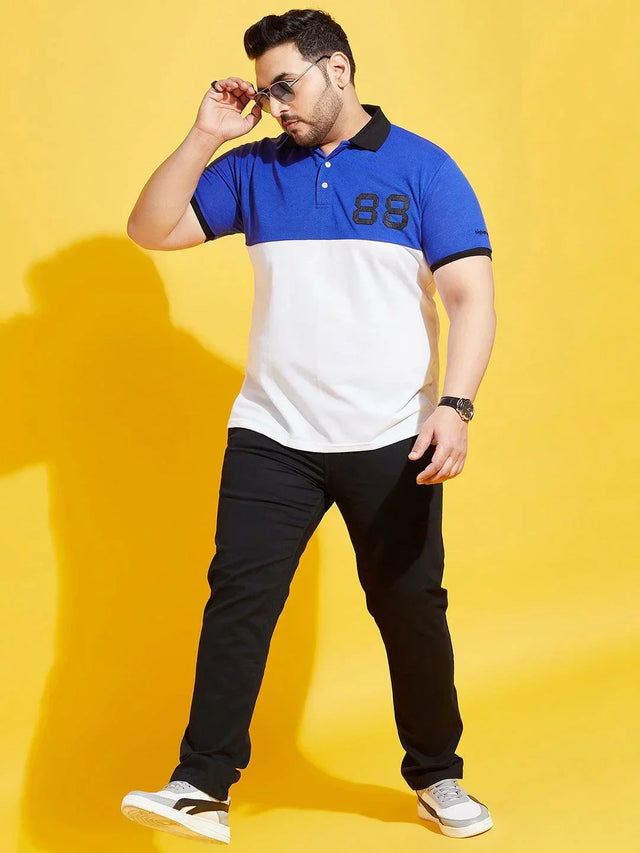 Men Plus Size Colman-10 Colorblock Polo Tshirt - bigbanana
