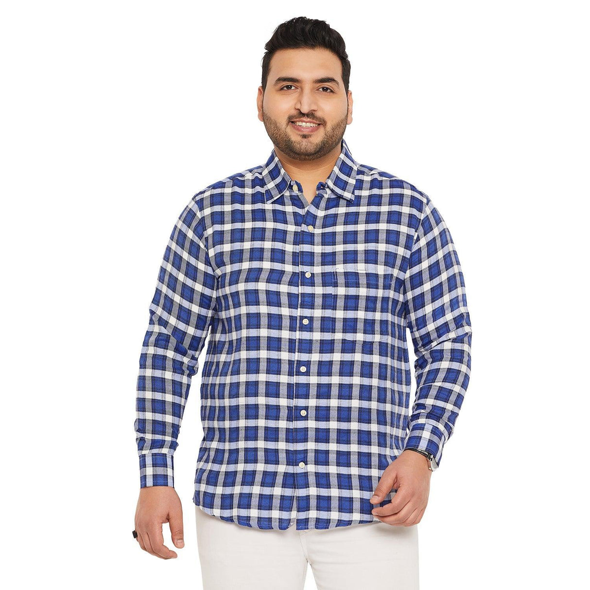 Men Plus Size Cacion Check Shirt - bigbanana