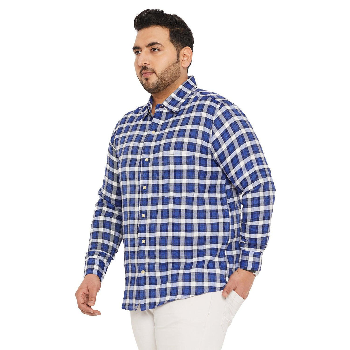 Men Plus Size Cacion Check Shirt - bigbanana