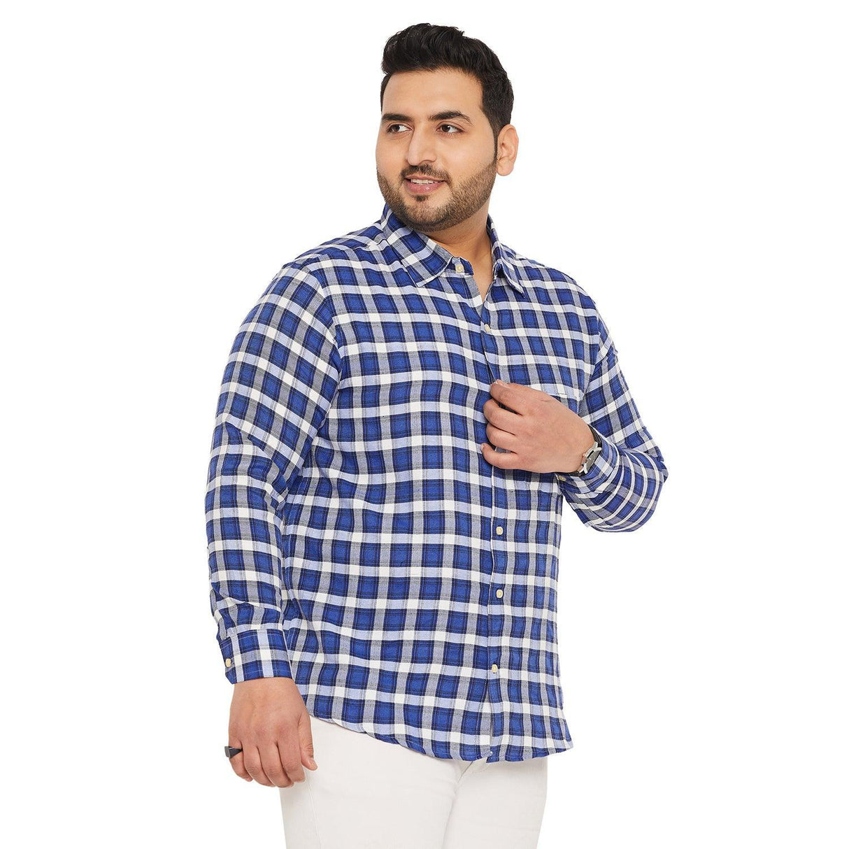 Men Plus Size Cacion Check Shirt - bigbanana