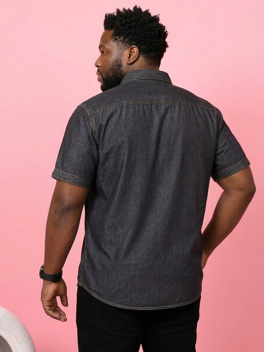 Men Plus Size Camboria Brown Solid Casual Shirt