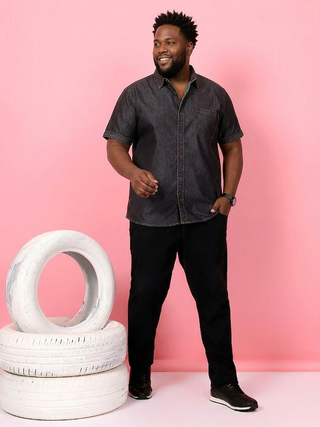 Men Plus Size Camboria Brown Solid Casual Shirt