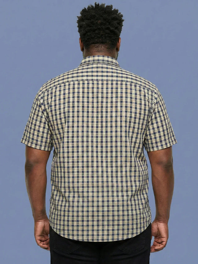 Men Plus Size Casing Multicolor Checkered Casual Shirt
