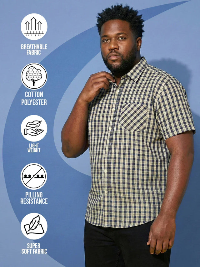 Men Plus Size Casing Multicolor Checkered Casual Shirt