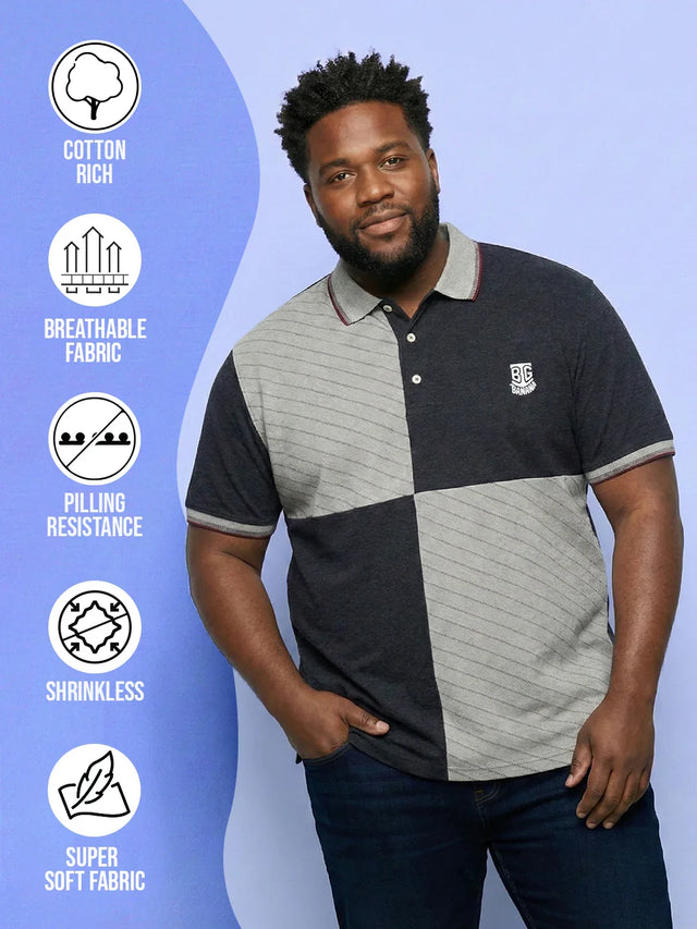 Men Plus Size Cassa Colorblock Polo Tshirt