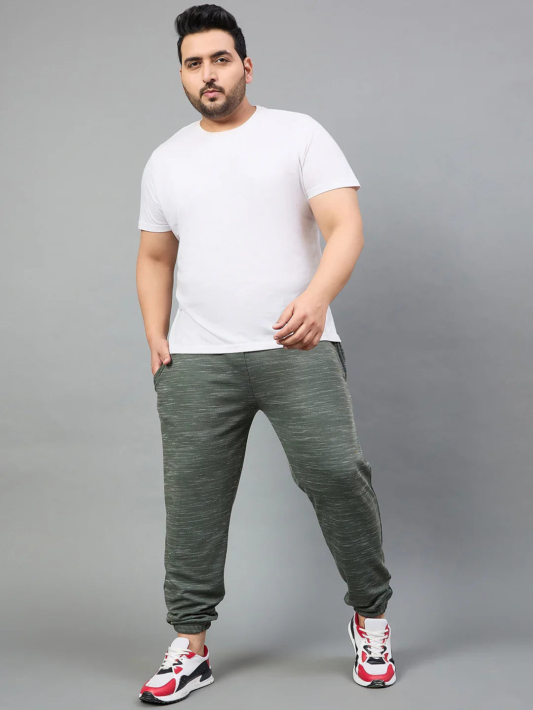Men Plus Size Cavani Self Design Trackpant - bigbanana