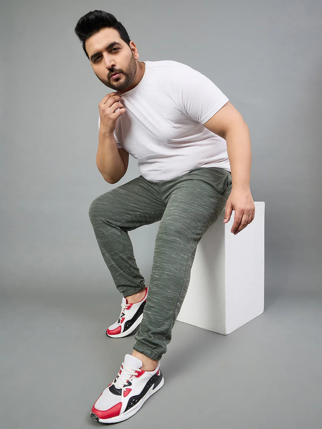 Men Plus Size Cavani Self Design Trackpant - bigbanana