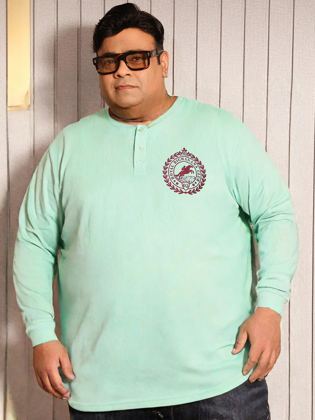 Men Plus Size Charge Solid Henley Tshirt