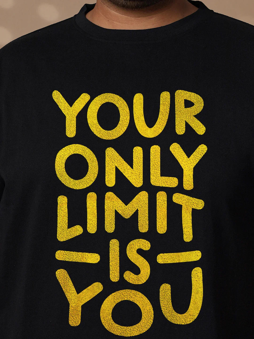 Men Plus Size Chin Striped Black Round Neck Tshirt - bigbanana