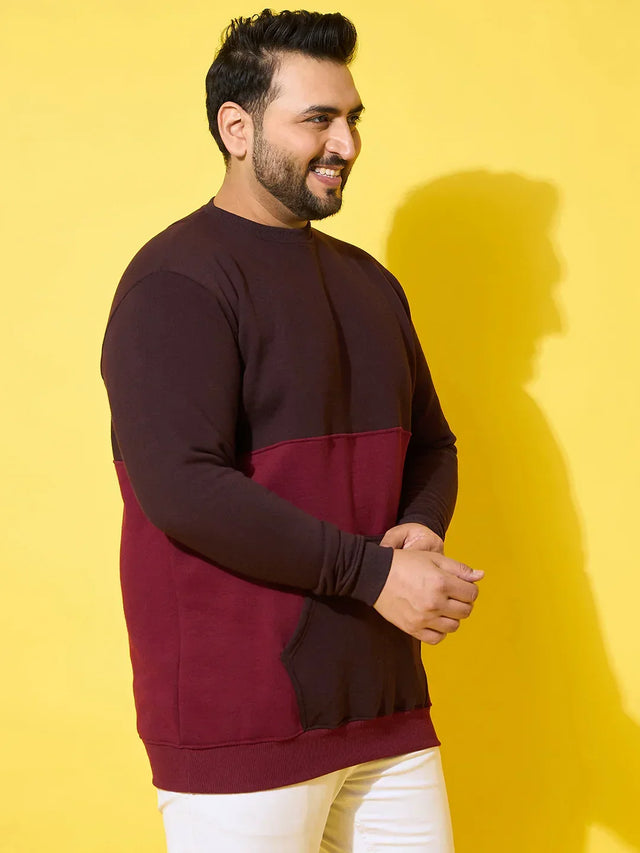 Men Plus Size Chunk Colorblock Printed Sweatshirt
