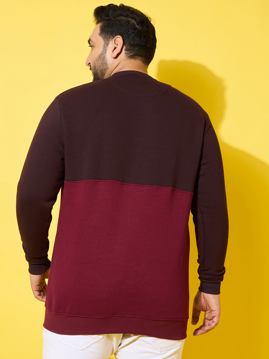 Men Plus Size Chunk Colorblock Printed Sweatshirt