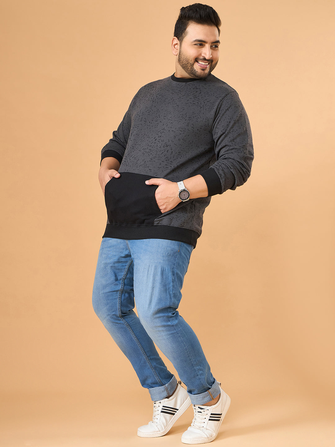 Men Plus Size Cinder Colorblock Sweatshirt