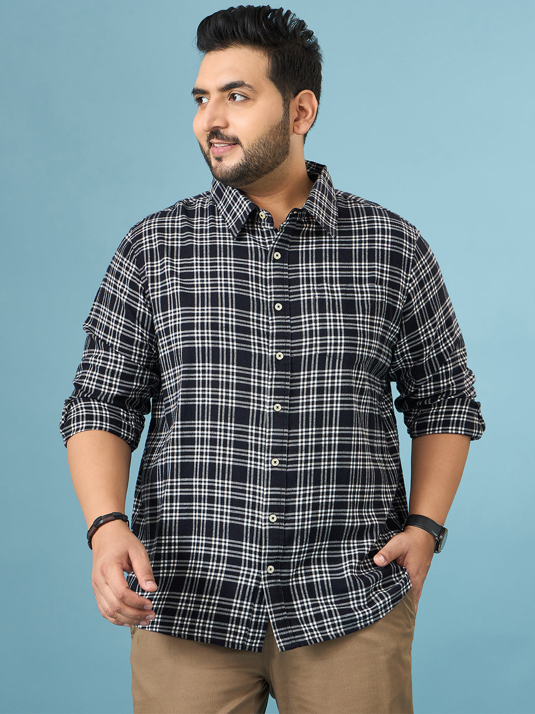 Men Plus Size Circuit Multicolor Checkered Casual Shirt