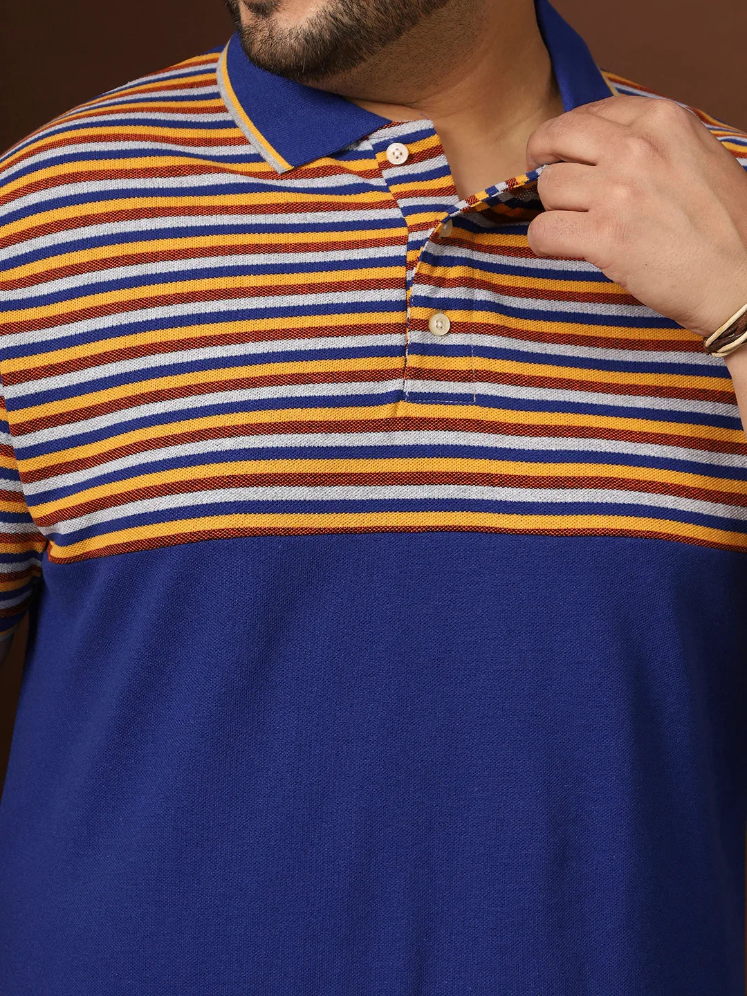 Men Plus Size Clatheo Colorblock Polo Tshirt - bigbanana