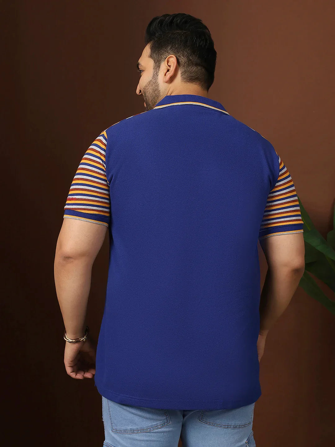 Men Plus Size Clatheo Colorblock Polo Tshirt - bigbanana