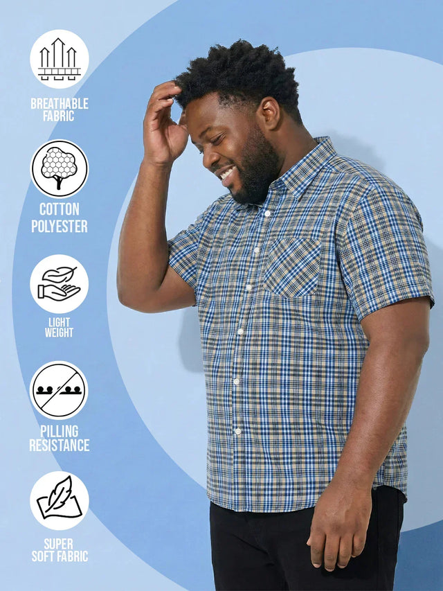 Men Plus Size Cloud Multicolor Checkered Casual Shirt