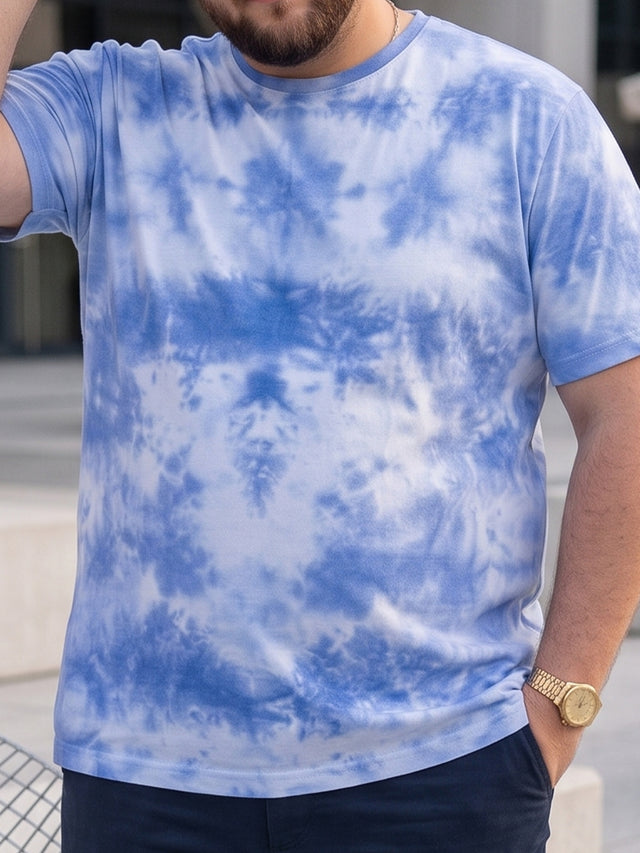 Men Plus Size Cloudye Printed Round Neck Tshirt