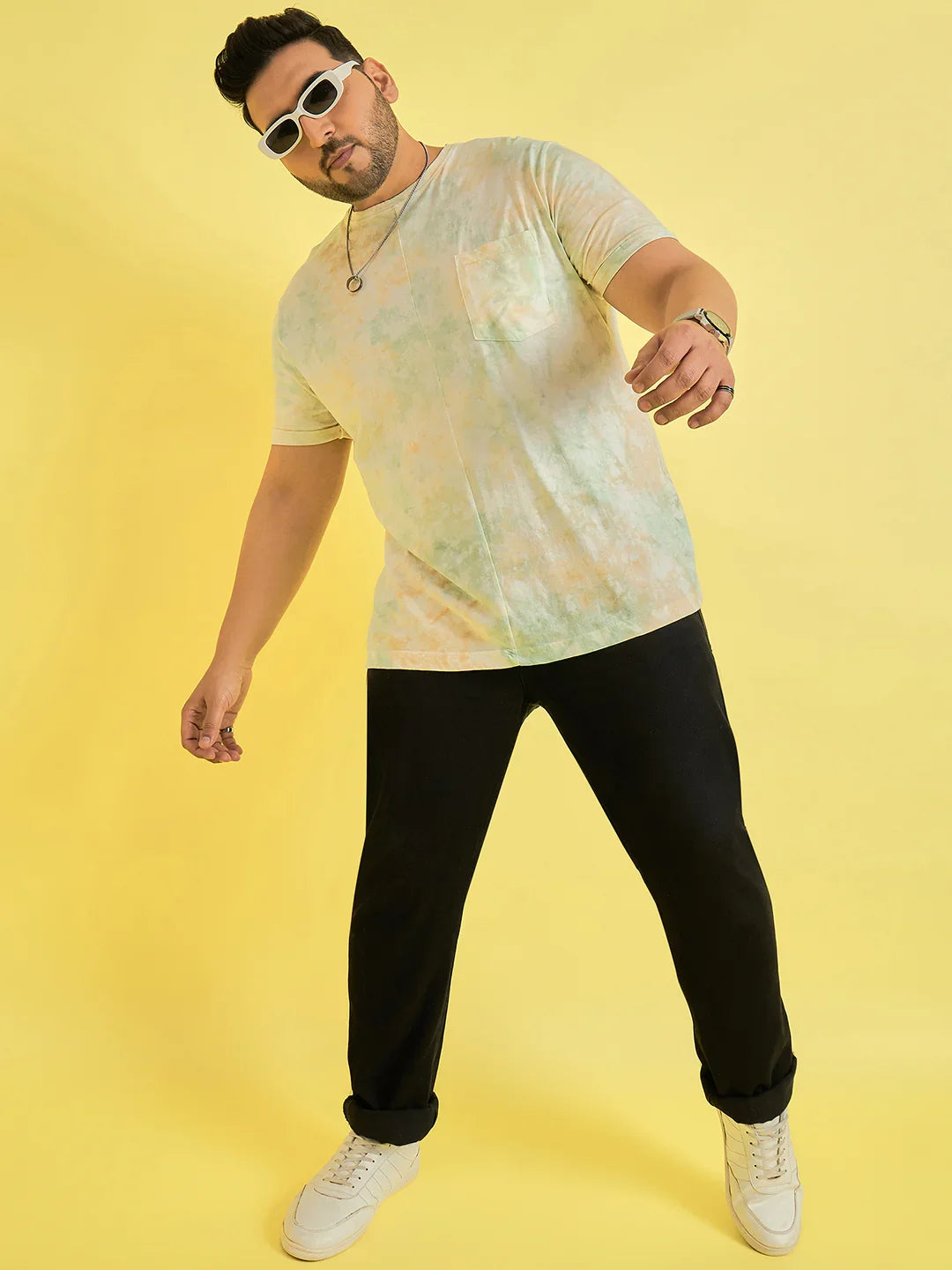 Men Plus Size Cognate Multicolor Printed Round Neck Tshirt - bigbanana
