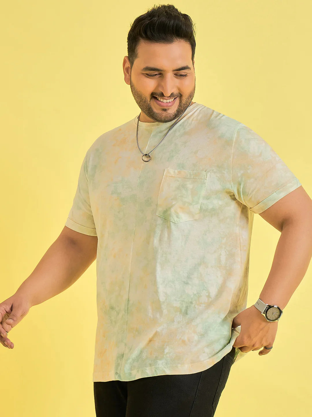 Men Plus Size Cognate Multicolor Printed Round Neck Tshirt - bigbanana