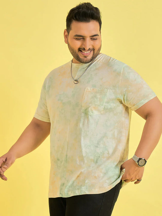 Men Plus Size Cognate Multicolor Printed Round Neck Tshirt - bigbanana