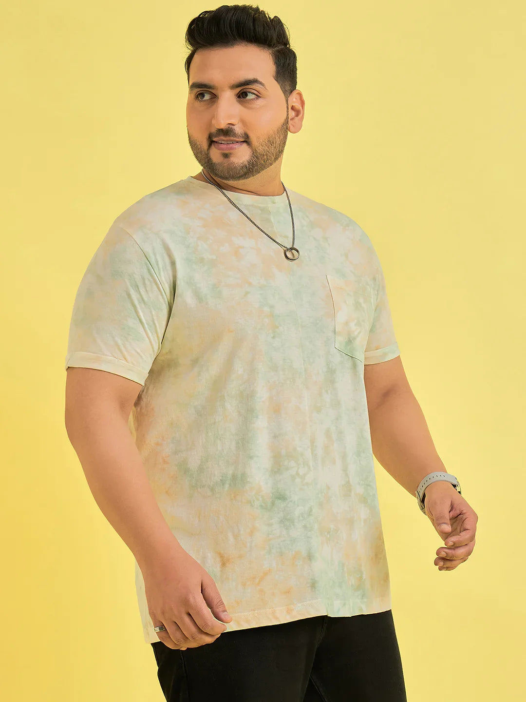 Men Plus Size Cognate Multicolor Printed Round Neck Tshirt - bigbanana