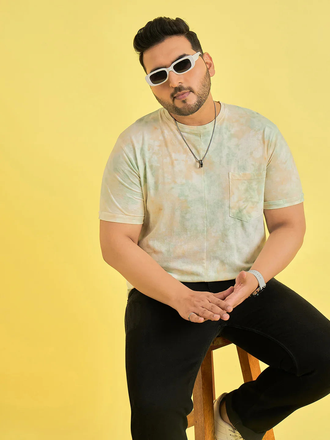 Men Plus Size Cognate Multicolor Printed Round Neck Tshirt - bigbanana