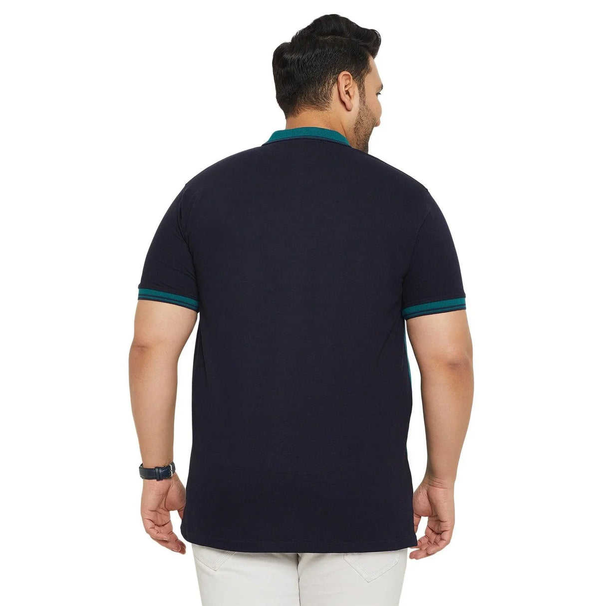 Men Plus Size Conezo-Blue Colorblock Polo Tshirt - bigbanana