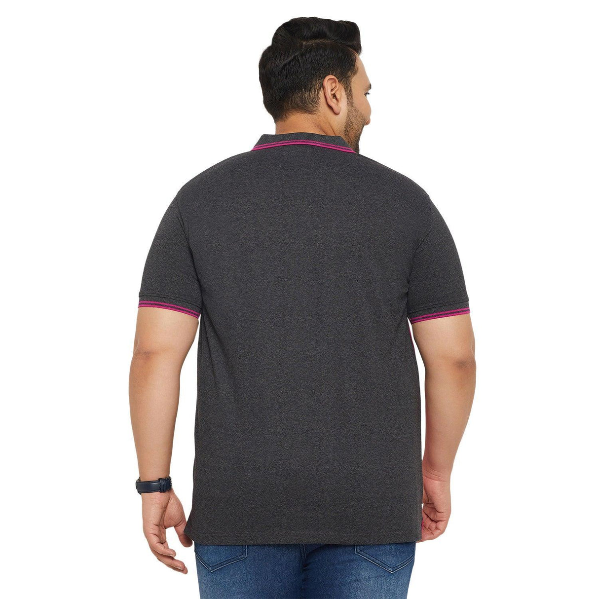 Men Plus Size Conezo-Magenta Colorblock Polo Tshirt - bigbanana